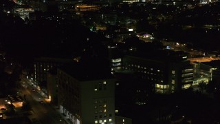 5.7K aerial stock footage of a hospital complex at night, Madison, Wisconsin Aerial Stock Footage | DX0002_163_019