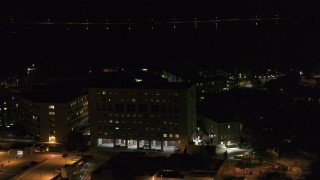 5.7K aerial stock footage orbit part of a hospital complex at night, Madison, Wisconsin Aerial Stock Footage | DX0002_163_022