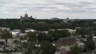 5.7K aerial stock footage of the Iowa State Capitol and grounds in Des Moines, Iowa during descent Aerial Stock Footage | DX0002_165_028