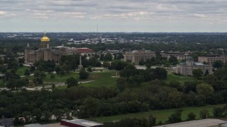 5.7K aerial stock footage of grounds and buildings around the Iowa State Capitol in Des Moines, Iowa Aerial Stock Footage | DX0002_165_037