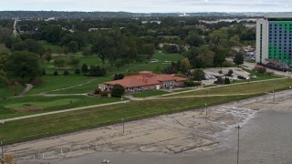 5.7K aerial stock footage of a golf club in Council Bluffs, Iowa Aerial Stock Footage | DX0002_169_042