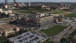 5.7K aerial stock footage of approaching an apartment complex in Omaha, Nebraska Aerial Stock Footage | DX0002_170_011