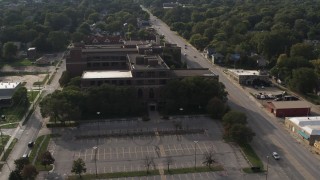 5.7K aerial stock footage approach Omaha Adult High School in Omaha, Nebraska Aerial Stock Footage | DX0002_170_017