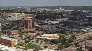 DX0002_175_008 - 5.7K aerial stock footage convention center and office buildings, Downtown Sioux City, Iowa