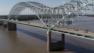 5.7K aerial stock footage of cars and trucks traveling on the bridge, Memphis, Tennessee Aerial Stock Footage | DX0002_178_028