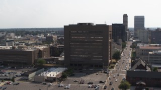 5.7K aerial stock footage stationary view of the county courthouse in Downtown Memphis, Tennessee Aerial Stock Footage | DX0002_184_002