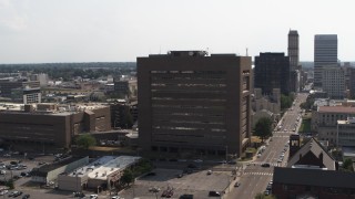 5.7K aerial stock footage of orbiting the side of the county courthouse in Downtown Memphis, Tennessee Aerial Stock Footage | DX0002_184_007