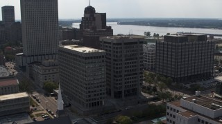 5.7K aerial stock footage of orbiting a county government building and police station in Downtown Memphis, Tennessee Aerial Stock Footage | DX0002_184_009