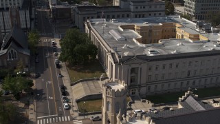 5.7K aerial stock footage of a stationary view of the courthouse in Downtown Memphis, Tennessee Aerial Stock Footage | DX0002_184_019