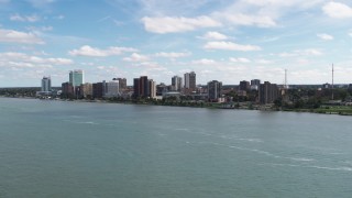 DX0002_189_011 - 5.7K aerial stock footage of the skyline of Windsor, Ontario, Canada