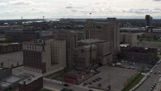 5.7K aerial stock footage of orbiting the Detroit Masonic Temple building, Detroit, Michigan Aerial Stock Footage | DX0002_191_004