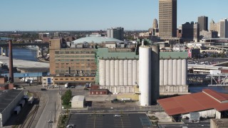 5.7K aerial stock footage flyby grain elevator in Buffalo, New York Aerial Stock Footage | DX0002_201_017