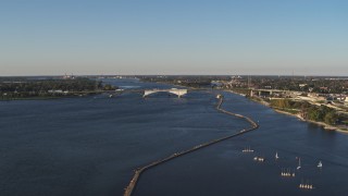 5.7K aerial stock footage of the Peace Bridge in Buffalo, New York Aerial Stock Footage | DX0002_203_021