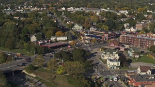 5.7K aerial stock footage orbit the intersection of Main and Union Streets in Rochester, New York Aerial Stock Footage | DX0002_208_026