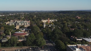 5.7K aerial stock footage wide orbit of church in Rochester, New York Aerial Stock Footage | DX0002_208_040