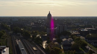 5.7K aerial stock footage of approaching Kodak Tower in Rochester, New York Aerial Stock Footage | DX0002_209_013