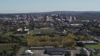 5.7K aerial stock footage of a wide view of Downtown Syracuse, New York Aerial Stock Footage | DX0002_211_023