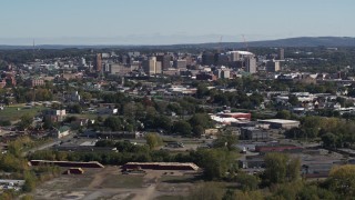 DX0002_211_033 - 5.7K aerial stock footage wide view of the city's downtown area, Downtown Syracuse, New York