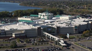 DX0002_212_008 - 5.7K aerial stock footage of orbiting the Destiny USA shopping mall in Syracuse, New York