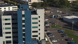 5.7K aerial stock footage of a modern office building in Syracuse, New York Aerial Stock Footage | DX0002_213_018