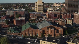 DX0002_213_032 - 5.7K aerial stock footage of the Museum of Science & Technology, Downtown Syracuse, New York