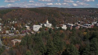 5.7K aerial stock footage of orbiting the state capitol building and downtown in Montpelier, Vermont Aerial Stock Footage | DX0002_218_004