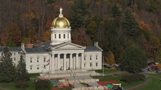 5.7K aerial stock footage or orbiting the Vermont State House in Montpelier Aerial Stock Footage | DX0002_218_040