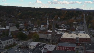 5.7K aerial stock footage approach church steeples and downtown buildings, Montpelier, Vermont Aerial Stock Footage | DX0002_219_035