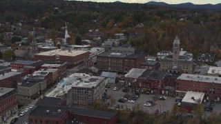 5.7K aerial stock footage of flying way from the Blanchard Building and city hall in Montpelier, Vermont Aerial Stock Footage | DX0002_219_058