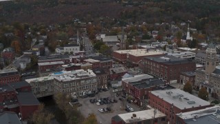 5.7K aerial stock footage of orbiting brick buildings in downtown, Montpelier, Vermont Aerial Stock Footage | DX0002_219_061