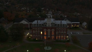 5.7K aerial stock footage of the Vermont College of Fine Arts at twilight, Montpelier, Vermont Aerial Stock Footage | DX0002_220_047