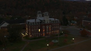 5.7K aerial stock footage fly away from the Vermont College of Fine Arts at twilight, Montpelier, Vermont Aerial Stock Footage | DX0002_220_050