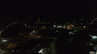 5.7K aerial stock footage of city buildings in downtown at night, Montpelier, Vermont Aerial Stock Footage | DX0002_221_014