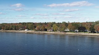 5.7K aerial stock footage orbit beachfront homes on the shore of Lake Champlain, Burlington, Vermont Aerial Stock Footage | DX0002_223_017