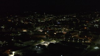 5.7K aerial stock footage of office buildings in downtown at night, Burlington, Vermont Aerial Stock Footage | DX0002_226_050