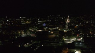 5.7K aerial stock footage orbit the downtown area near Main Street at night, Burlington, Vermont Aerial Stock Footage | DX0002_226_062