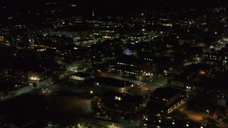 5.7K aerial stock footage orbit the downtown area near Battery Street at night, Burlington, Vermont Aerial Stock Footage | DX0002_226_063