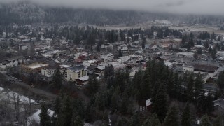 5.7K aerial stock footage ascend for wider view of the town, Leavenworth, Washington Aerial Stock Footage | DX0002_227_012