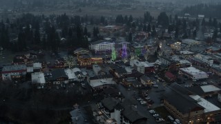 5.7K aerial stock footage circling above town while focused on Christmas trees, Leavenworth, Washington Aerial Stock Footage | DX0002_227_041