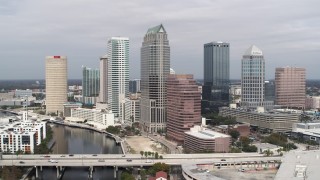 5.7K aerial stock footage of an orbit of skyscrapers, Downtown Tampa, Florida Aerial Stock Footage | DX0003_229_007