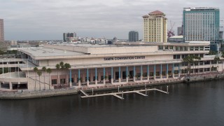 5.7K aerial stock footage of orbiting the Tampa Convention Center, Downtown Tampa, Florida Aerial Stock Footage | DX0003_229_009