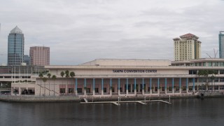 5.7K aerial stock footage of circling the convention center, Downtown Tampa, Florida Aerial Stock Footage | DX0003_229_015