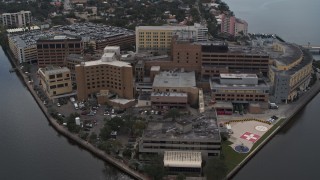 5.7K aerial stock footage approach and orbit a waterfront hospital complex in Tampa, Florida Aerial Stock Footage | DX0003_229_021