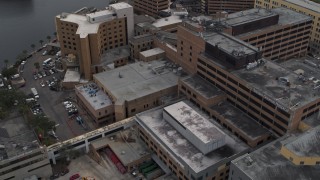 5.7K aerial stock footage orbit part of the hospital complex in Tampa, Florida Aerial Stock Footage | DX0003_229_022