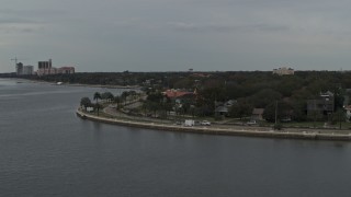 5.7K aerial stock footage of waterfront homes and city streets in Tampa, Florida Aerial Stock Footage | DX0003_230_018