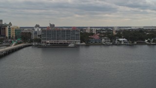 5.7K aerial stock footage of a waterfront condo complex in Tampa, Florida Aerial Stock Footage | DX0003_230_022