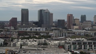 5.7K aerial stock footage approach and flyby skyline, Downtown Tampa, Florida Aerial Stock Footage | DX0003_230_028