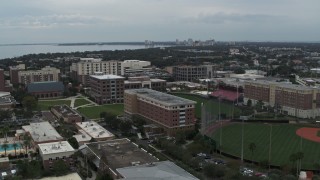 5.7K aerial stock footage descend and fly away from the University of Tampa campus, Florida Aerial Stock Footage | DX0003_231_022