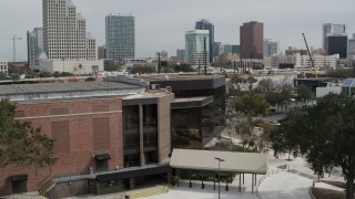 5.7K aerial stock footage a stationary view of the side of the Bob Carr Theater in Orlando, Florida Aerial Stock Footage | DX0003_233_039