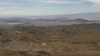 4K aerial stock footage flyby the Iron Ridge mountains in the Mojave Desert, San Bernardino County, California Aerial Stock Footage | FG0001_000107